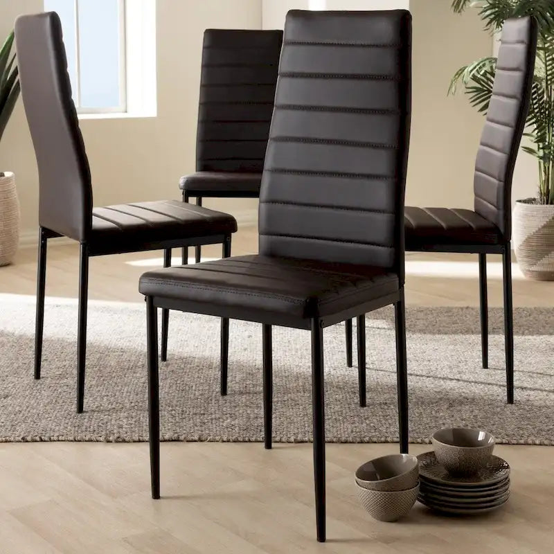 Sedia da pranzo moderna in similpelle, set da 4 pezzi