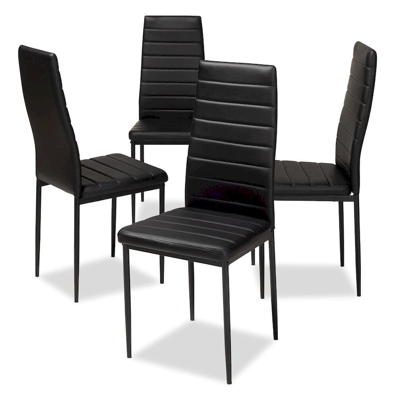 Sedia da pranzo moderna in similpelle, set da 4 pezzi