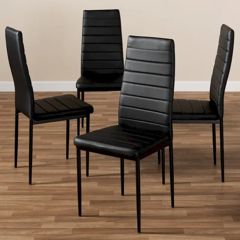 Sedia da pranzo moderna in similpelle, set da 4 pezzi