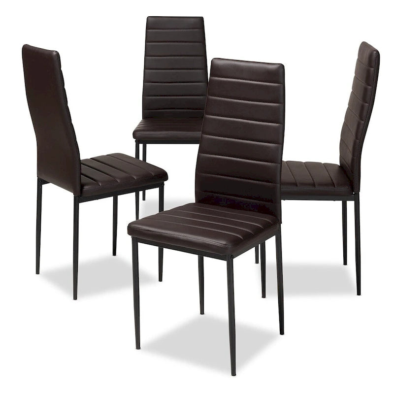 Sedia da pranzo moderna in similpelle, set da 4 pezzi