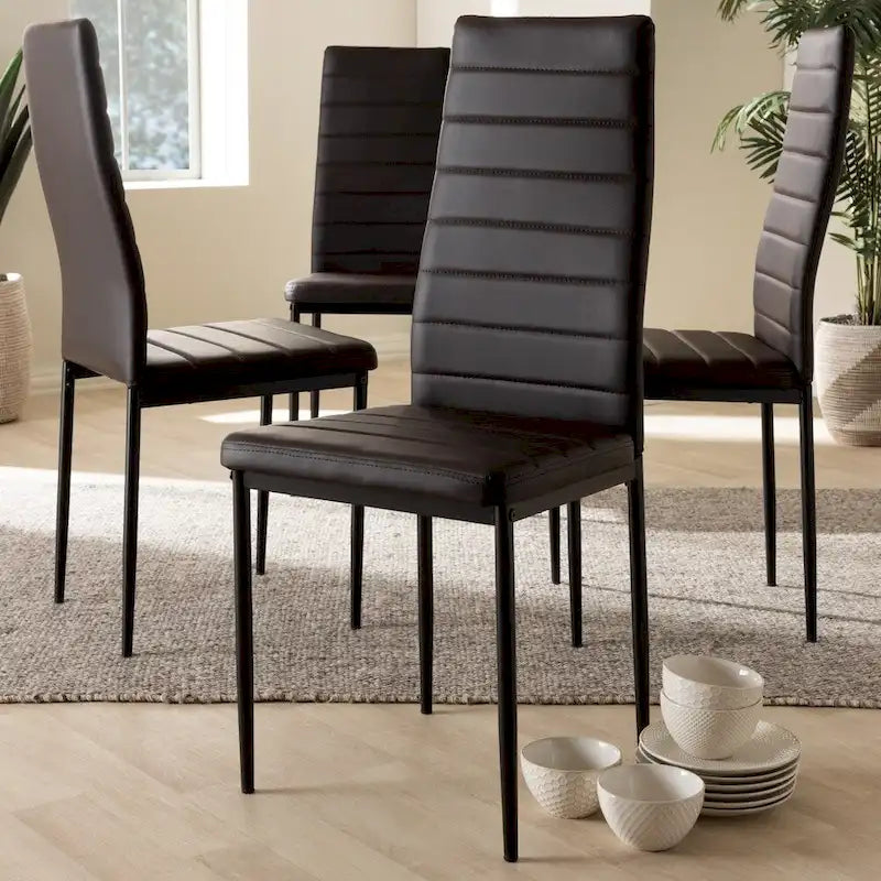 Sedia da pranzo moderna in similpelle, set da 4 pezzi