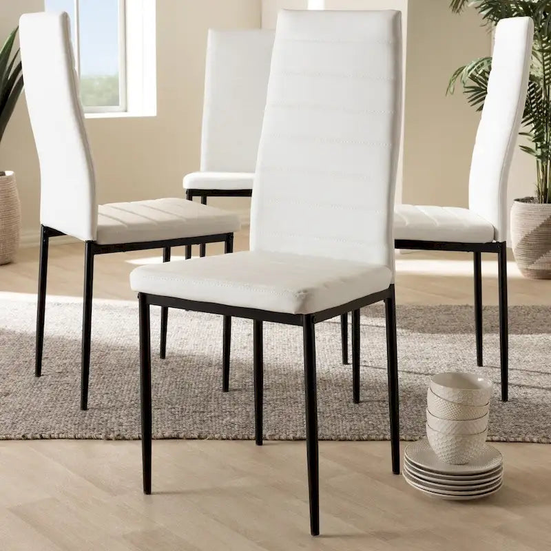 Sedia da pranzo moderna in similpelle, set da 4 pezzi