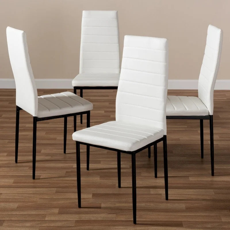Sedia da pranzo moderna in similpelle, set da 4 pezzi