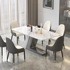 Tavolo da pranzo moderno con piano rettangolare in pietra sinterizzata bianca e gambe in metallo - 160/180/200 cm