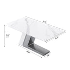 Tavolo da pranzo moderno con piano rettangolare in pietra sinterizzata bianca e gambe in metallo - 160/180/200 cm