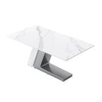 Tavolo da pranzo moderno con piano rettangolare in pietra sinterizzata bianca e gambe in metallo - 160/180/200 cm