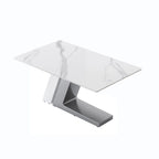 Tavolo da pranzo moderno con piano rettangolare in pietra sinterizzata bianca e gambe in metallo - 160/180/200 cm