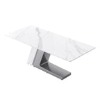 Tavolo da pranzo moderno con piano rettangolare in pietra sinterizzata bianca e gambe in metallo - 160/180/200 cm