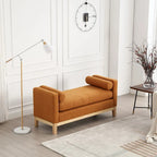 Elegante panca imbottita, con gambe in legno