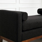 Elegante panca imbottita, con gambe in legno