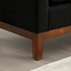 Elegante panca imbottita, con gambe in legno