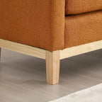 Elegante panca imbottita, con gambe in legno