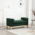 Elegante panca imbottita, con gambe in legno