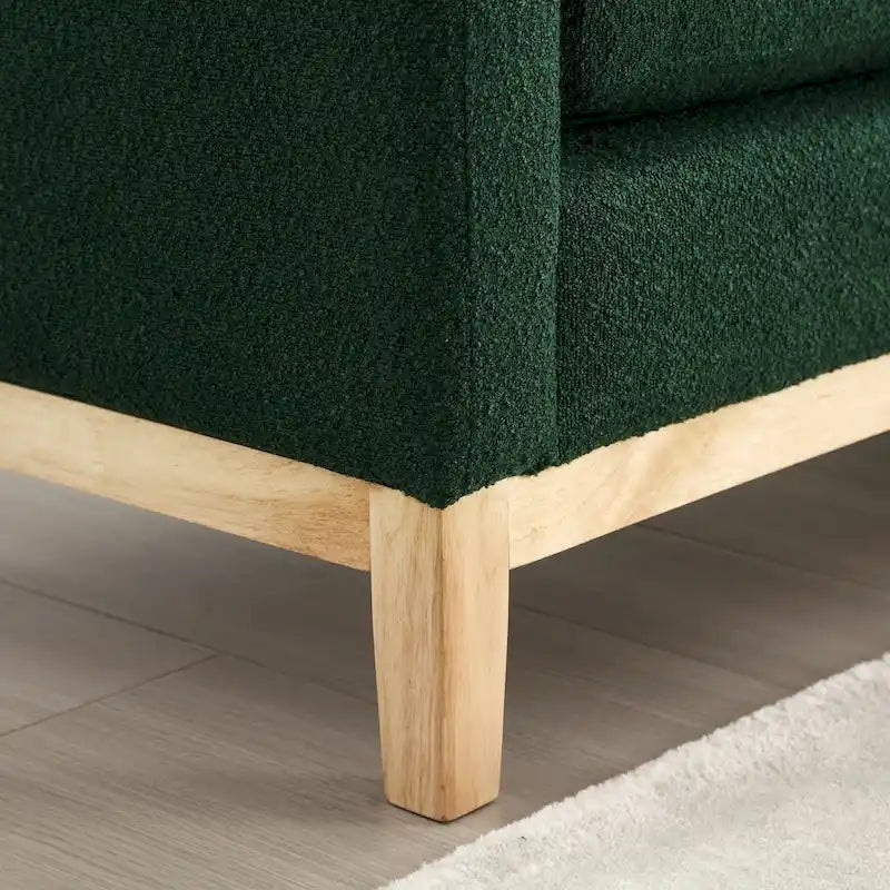 Elegante panca imbottita, con gambe in legno