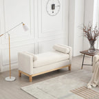 Elegante panca imbottita, con gambe in legno