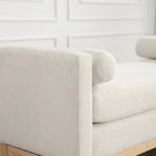 Elegante panca imbottita, con gambe in legno