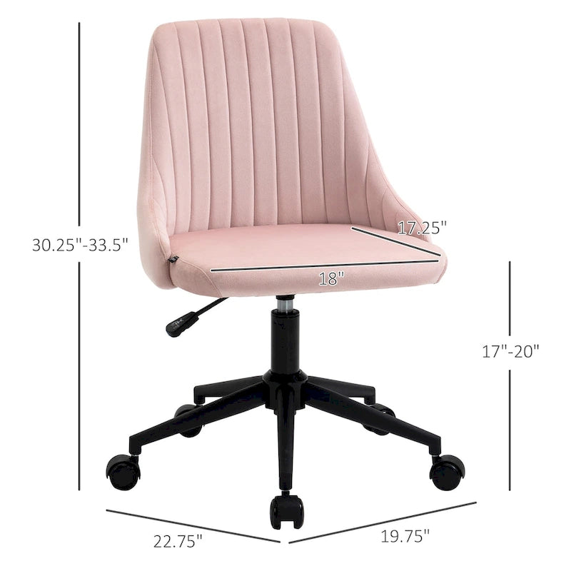 Sedia da ufficio a schienale medio, sedia da scrivania girevole in velluto a forma di conchiglia per ufficio o camera da letto