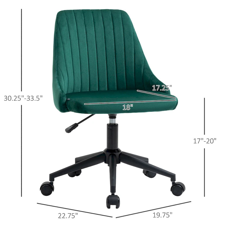 Sedia da ufficio a schienale medio, sedia da scrivania girevole in velluto a forma di conchiglia per ufficio o camera da letto