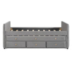 Divano letto imbottito singolo con rotelle e cassetti, in velluto, beige