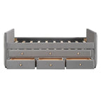 Divano letto imbottito singolo con rotelle e cassetti, in velluto, beige