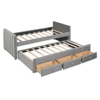 Divano letto imbottito singolo con rotelle e cassetti, in velluto, beige