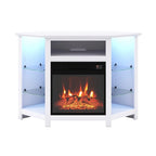 Mobile TV angolare con caminetto elettrico, luci LED e ripiani in vetro regolabili - 45 x 22 x 30