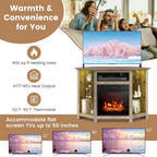 Mobile TV angolare con caminetto elettrico, luci LED e ripiani in vetro regolabili - 45 x 22 x 30