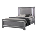 Taia Set Camera da Letto Contemporaneo 3 Pezzi Grigio con Letto, Comodino e Cassettiera con LED
