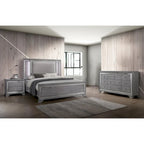 Taia Set Camera da Letto Contemporaneo 3 Pezzi Grigio con Letto, Comodino e Cassettiera con LED