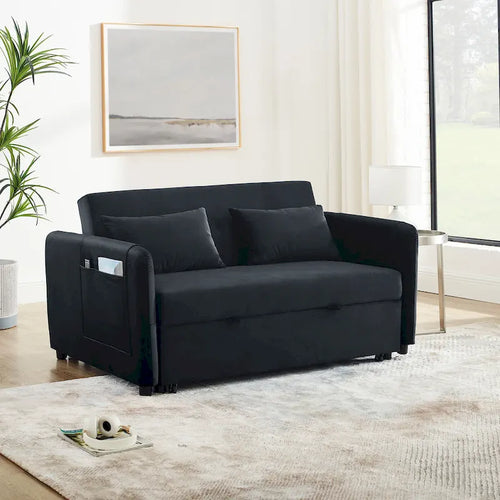 Divano matrimoniale versatile 3 in 1 in velluto con letto estraibile