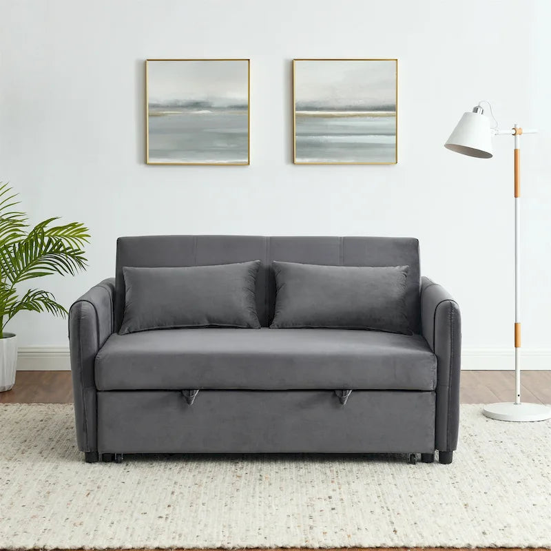 Divano matrimoniale versatile 3 in 1 in velluto con letto estraibile