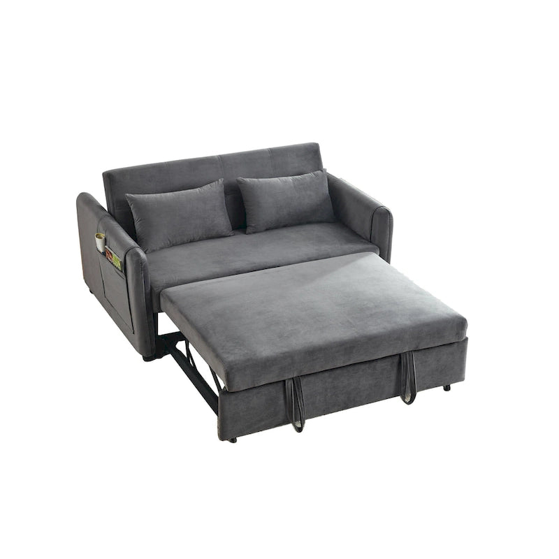 Divano matrimoniale versatile 3 in 1 in velluto con letto estraibile