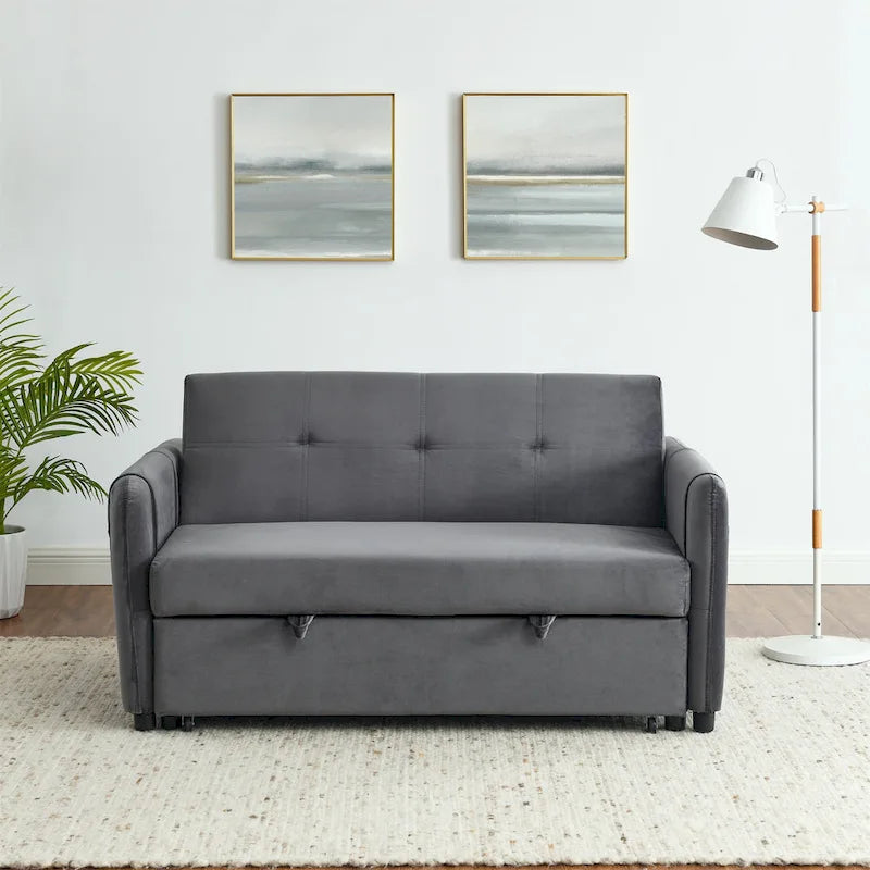 Divano matrimoniale versatile 3 in 1 in velluto con letto estraibile