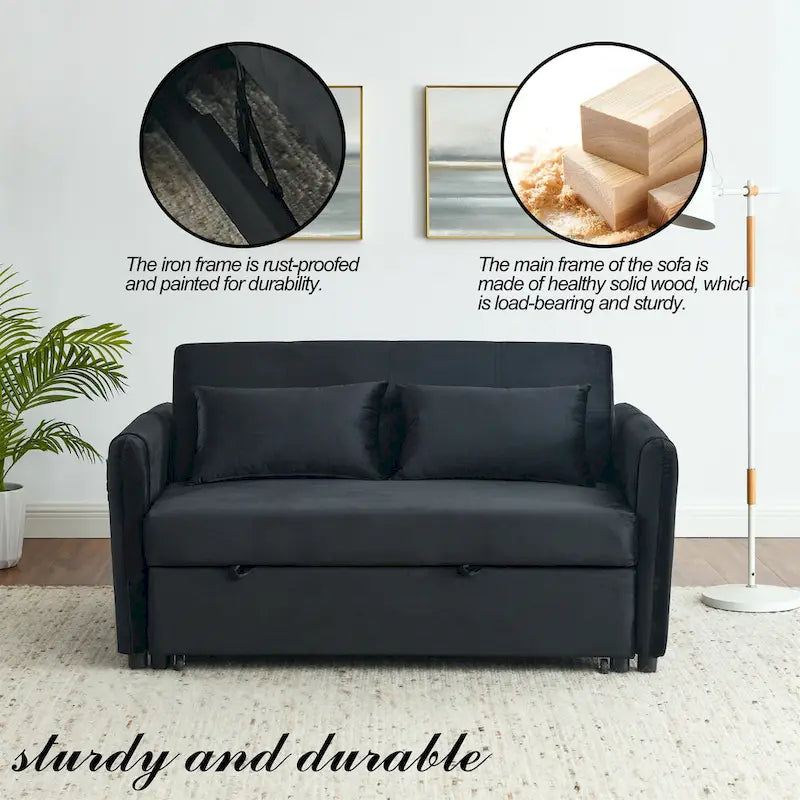 Divano matrimoniale versatile 3 in 1 in velluto con letto estraibile