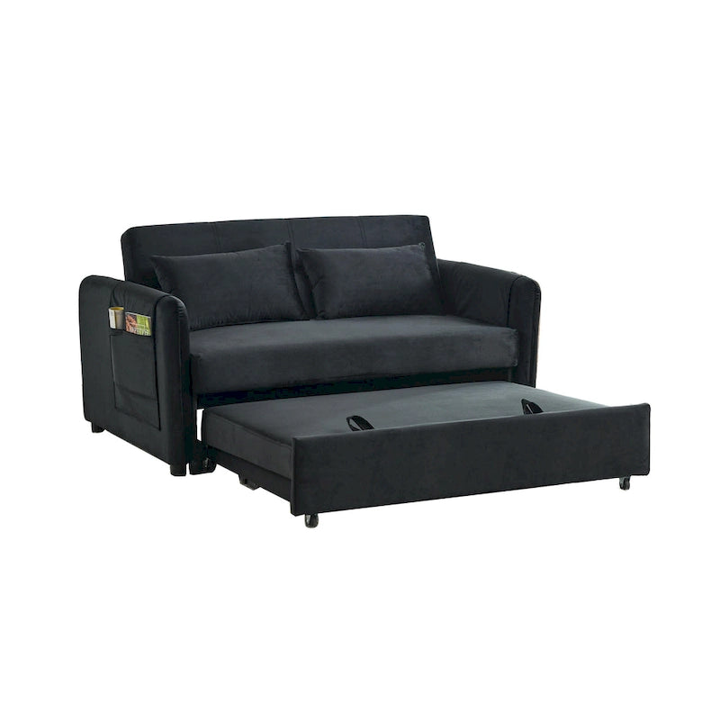 Divano matrimoniale versatile 3 in 1 in velluto con letto estraibile