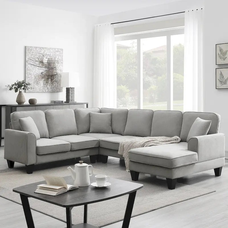 Divano componibile moderno in velluto oversize 89*89, grande, a L, imbottito per interni con doppi cuscini, grigio