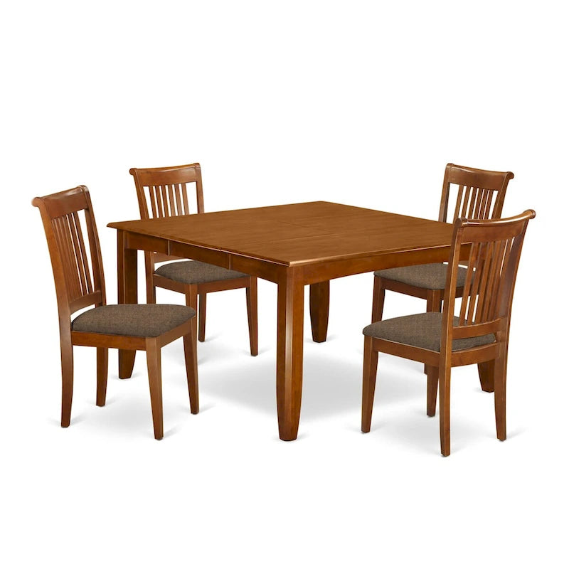 Tavolo da pranzo quadrato con prolunga a farfalla e sedie da pranzo (Opzioni tipo seduta sedia)