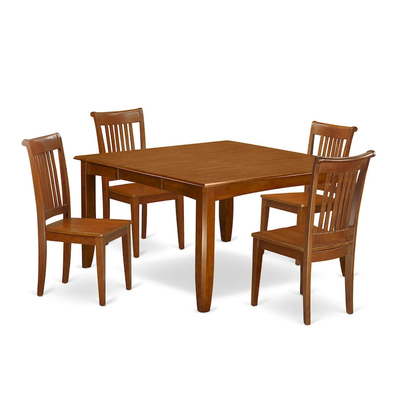 Tavolo da pranzo quadrato con prolunga a farfalla e sedie da pranzo (Opzioni tipo seduta sedia)