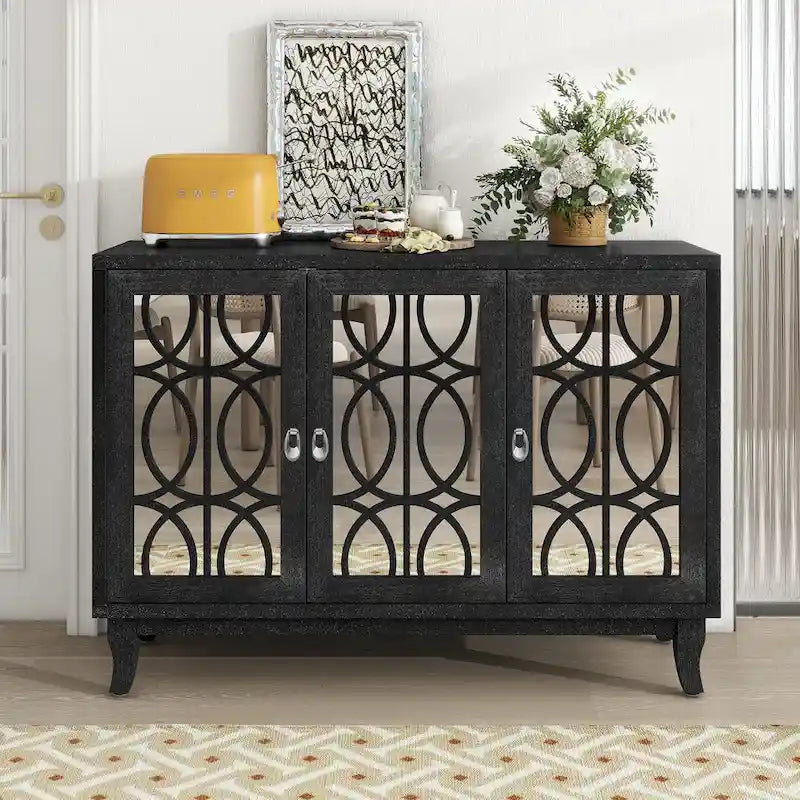 Credenza con mobile buffet a specchio a 3 ante
