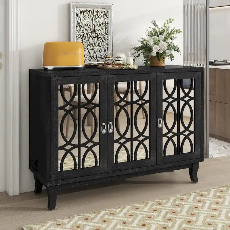 Credenza con mobile buffet a specchio a 3 ante
