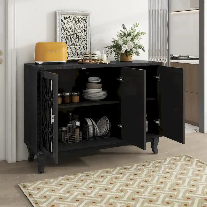 Credenza con mobile buffet a specchio a 3 ante