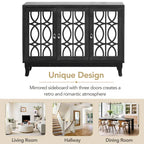Credenza con mobile buffet a specchio a 3 ante