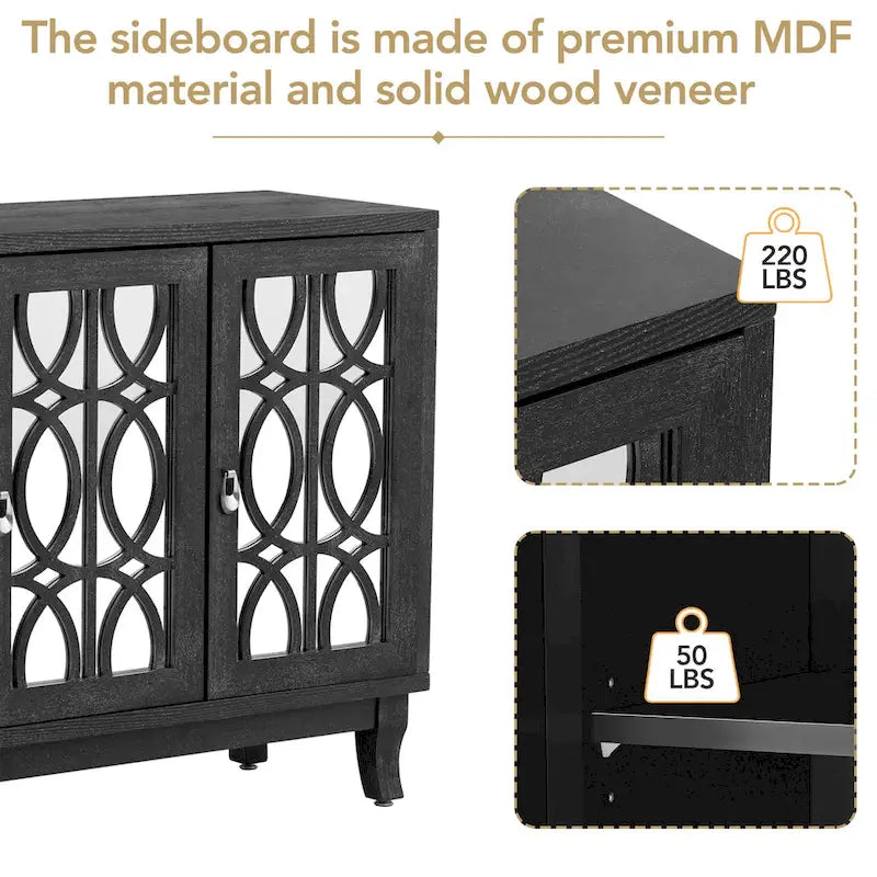 Credenza con mobile buffet a specchio a 3 ante