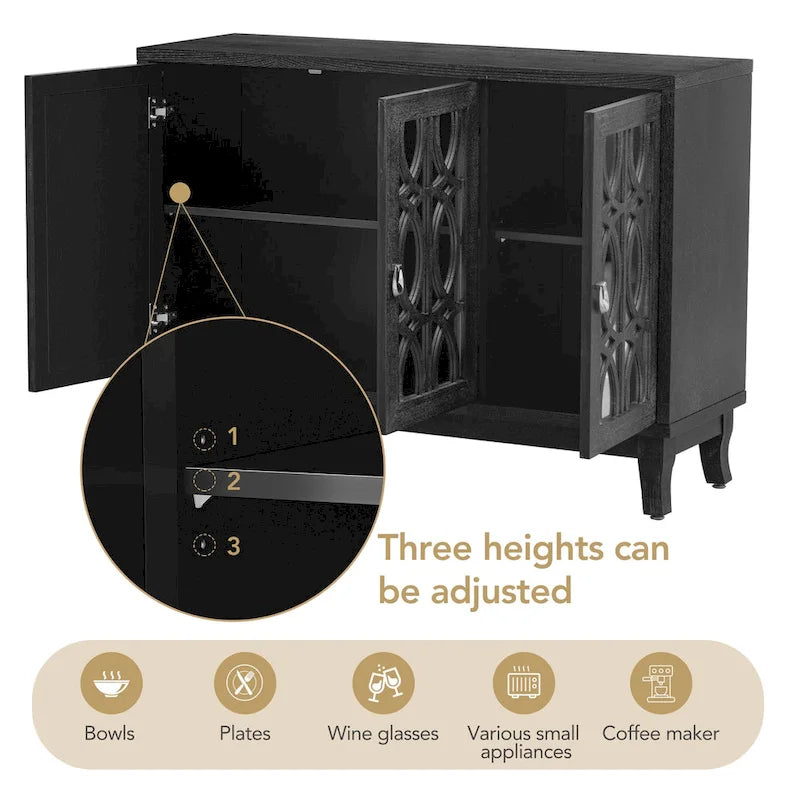 Credenza con mobile buffet a specchio a 3 ante