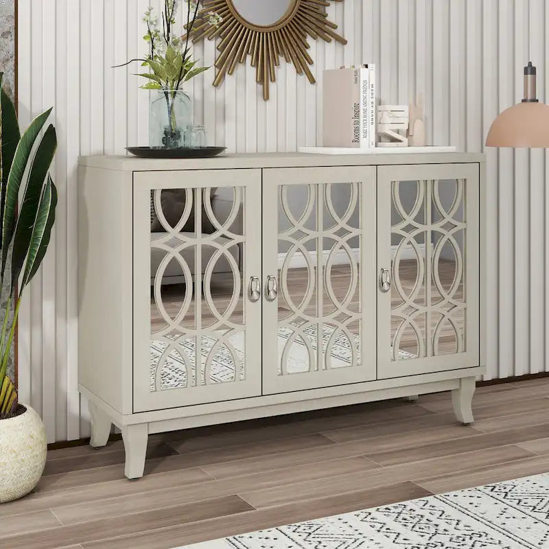 Credenza con mobile buffet a specchio a 3 ante