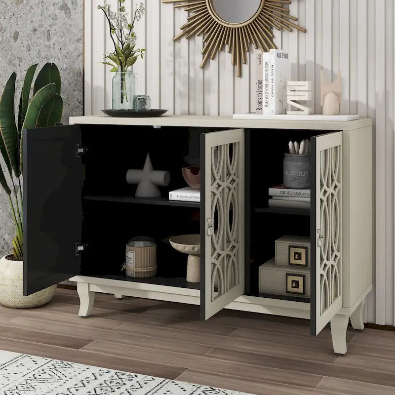 Credenza con mobile buffet a specchio a 3 ante
