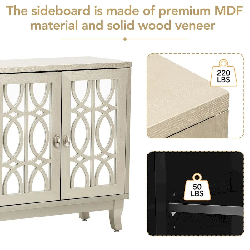 Credenza con mobile buffet a specchio a 3 ante