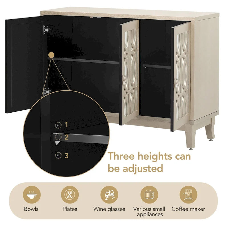Credenza con mobile buffet a specchio a 3 ante