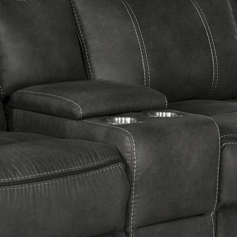 Divanetto reclinabile manuale Tom 74 pollici, con schiuma in gel, in similpelle nera