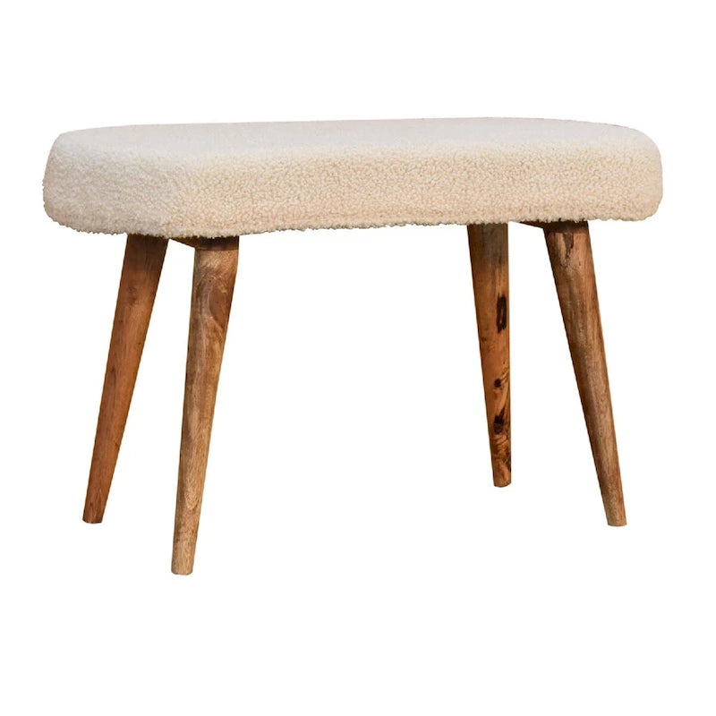 Panca bouclé color crema in stile nordico